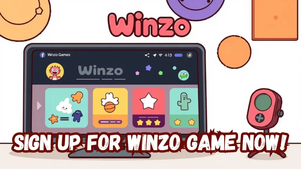 illustration text 'sign up for winzo game now'