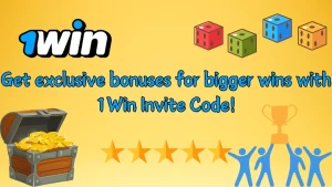 illustration text 'Get exclusive bonuses for bigger wins with 1Win Invite Code! '