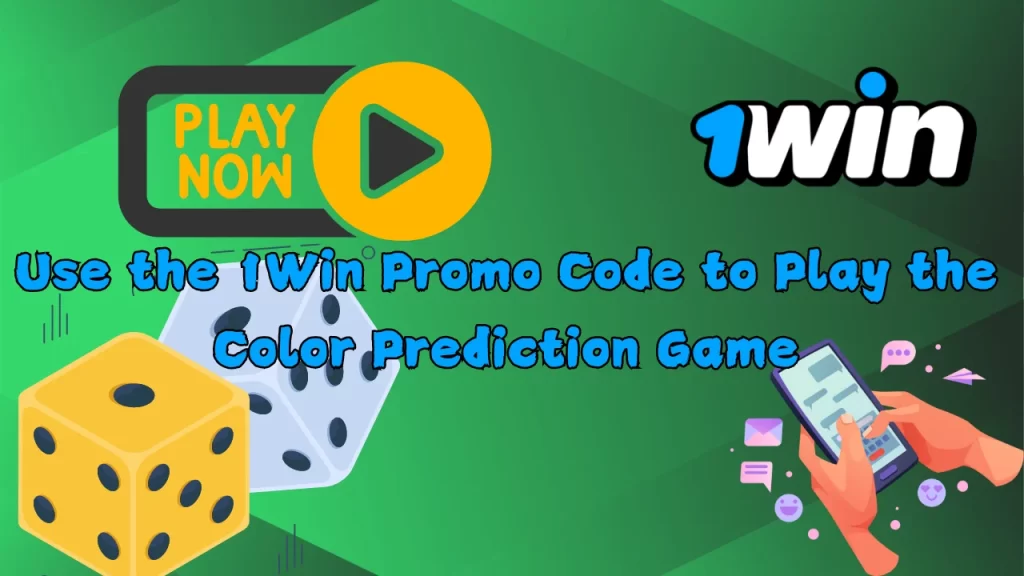 illustration text 'use the 1win promo code to play colour prediction games'